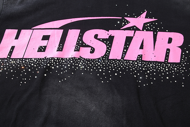 Hellstar Washed Black Rhinestone Short Sleeve T-Shirt Style 3