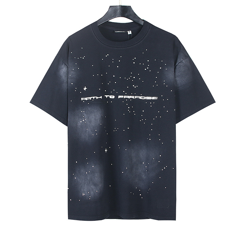 Hellstar Washed Black Rhinestone Short Sleeve T-Shirt Style 4