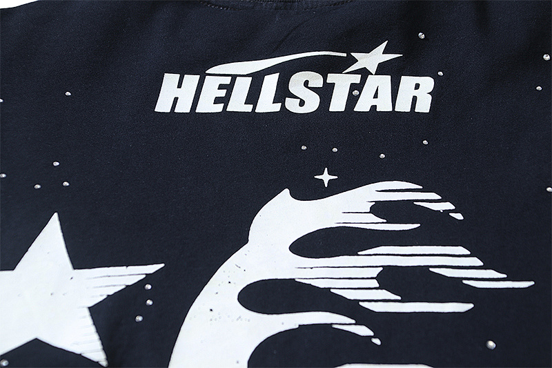 Hellstar Washed Black Rhinestone Short Sleeve T-Shirt Style 4