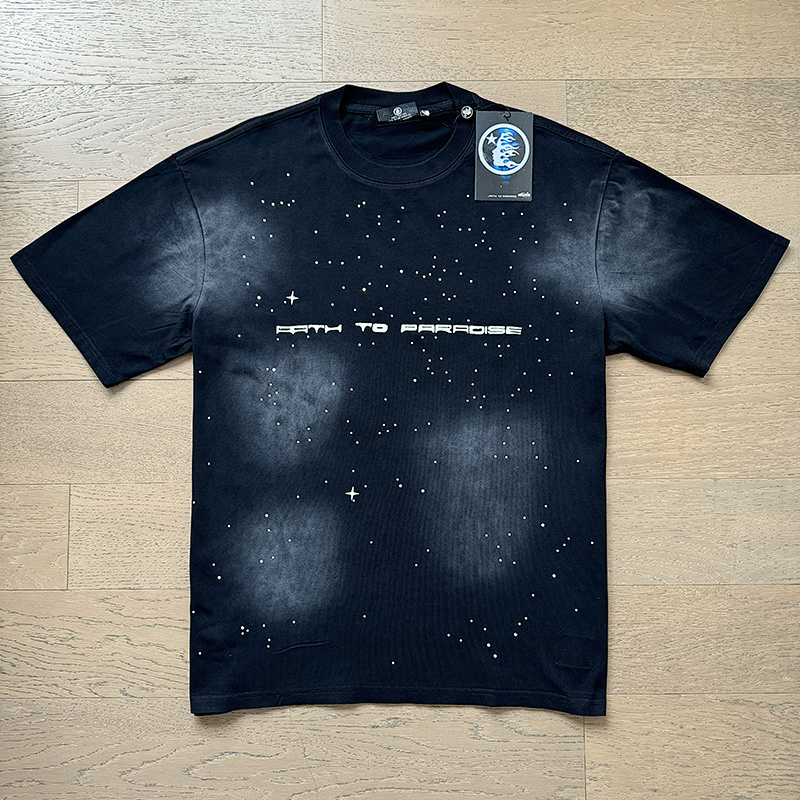 Hellstar Washed Black Rhinestone Short Sleeve T-Shirt Style 4