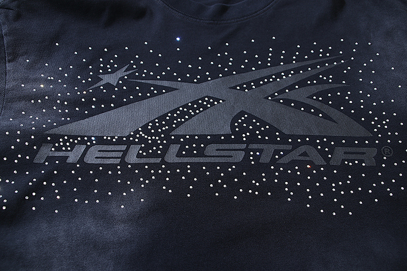 Hellstar Washed Black Rhinestone Short Sleeve T-Shirt Style 5