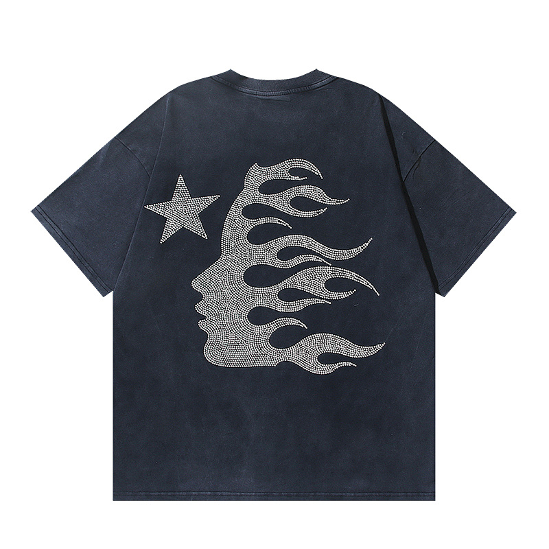 Hellstar Washed Black Rhinestone Short Sleeve T-Shirt Style 6
