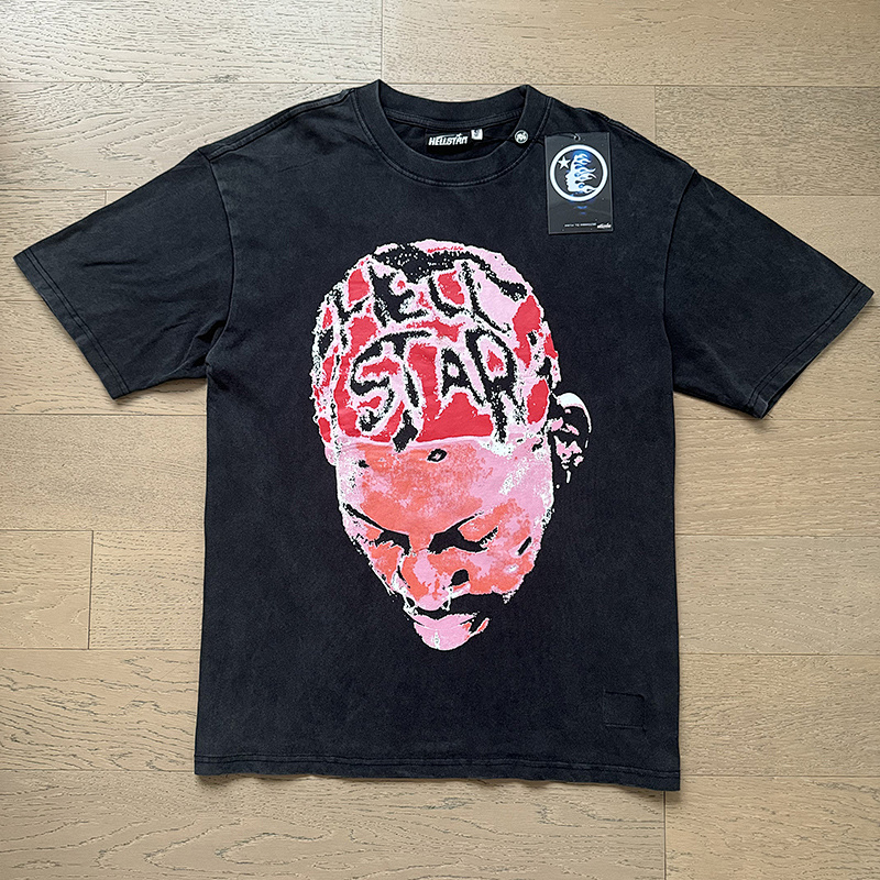Hellstar Washed Black Rhinestone Short Sleeve T-Shirt Style 6