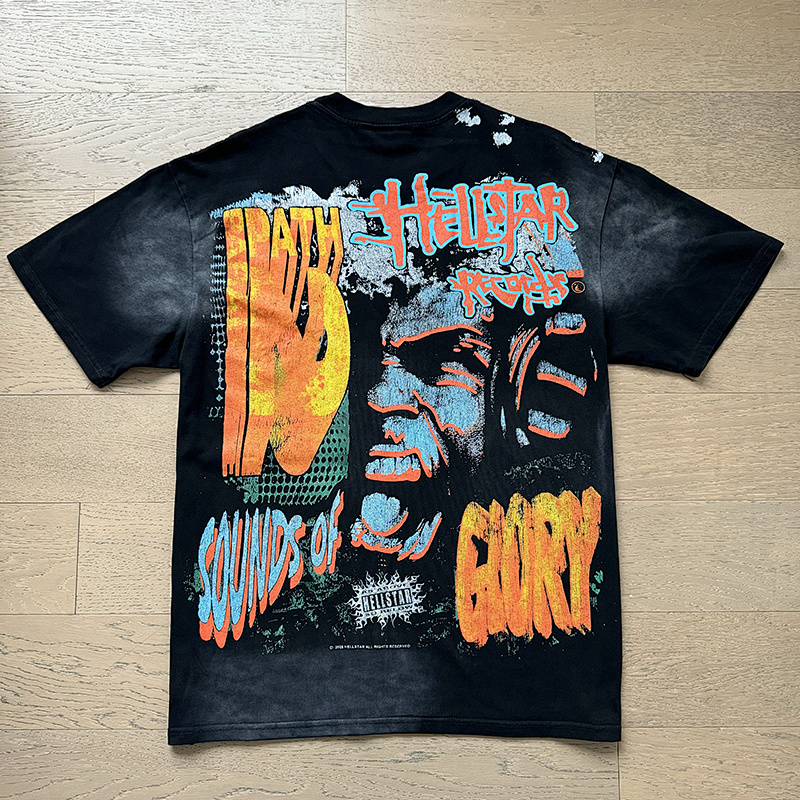Hellstar Washed Black Rhinestone Short Sleeve T-Shirt Style 7