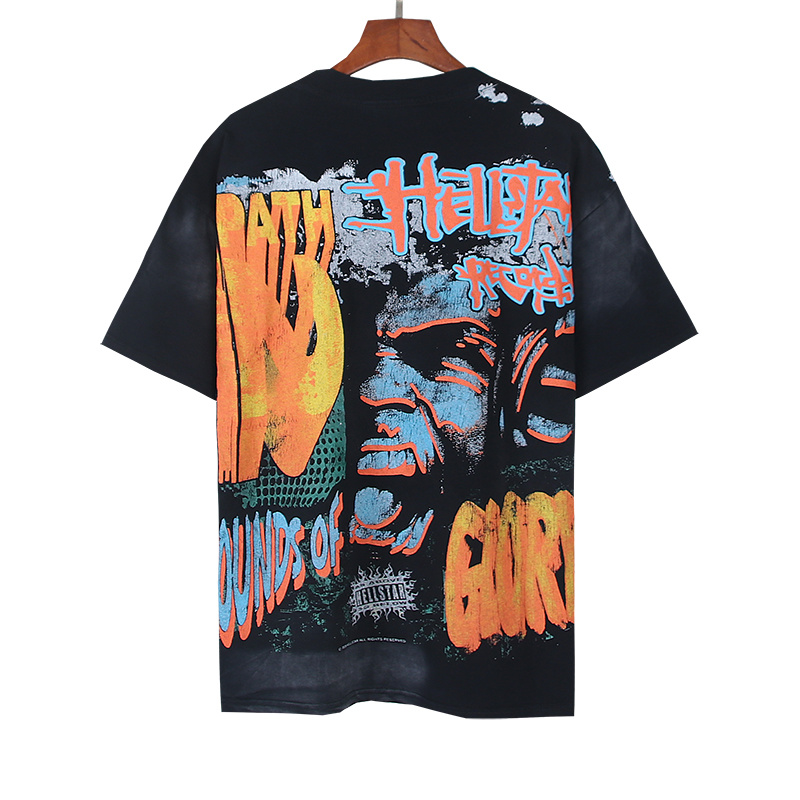 Hellstar Washed Black Rhinestone Short Sleeve T-Shirt Style 7