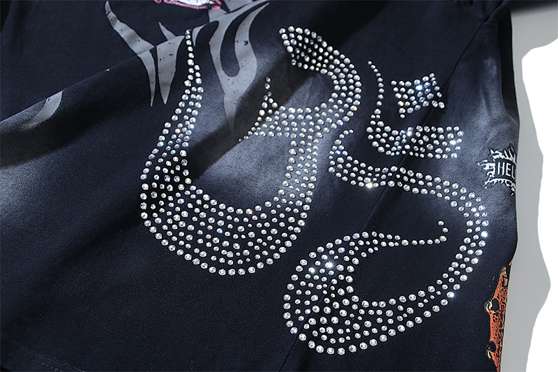 Hellstar Washed Black Rhinestone Short Sleeve T-Shirt Style 8