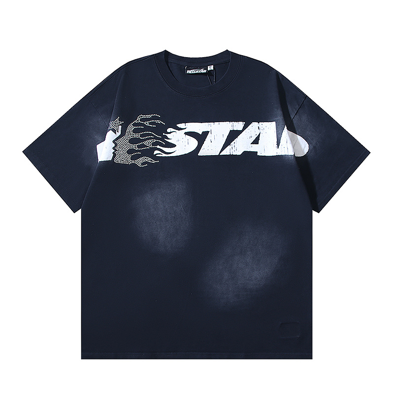 Hellstar Washed Black Rhinestone Short Sleeve T-Shirt Style 9