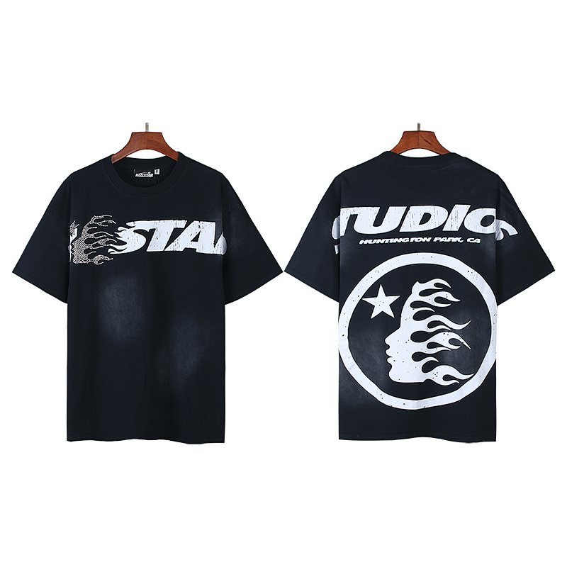 Hellstar Washed Black Rhinestone Short Sleeve T-Shirt Style 9