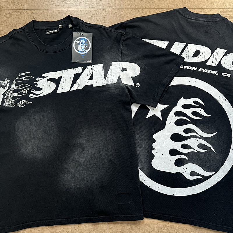 Hellstar Washed Black Rhinestone Short Sleeve T-Shirt Style 9