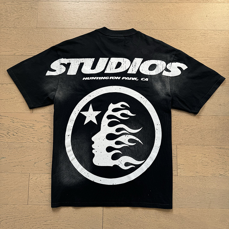 Hellstar Washed Black Rhinestone Short Sleeve T-Shirt Style 9
