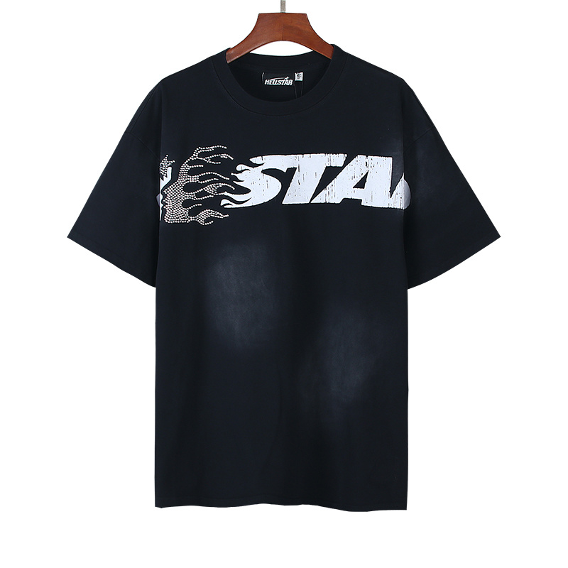Hellstar Washed Black Rhinestone Short Sleeve T-Shirt Style 9