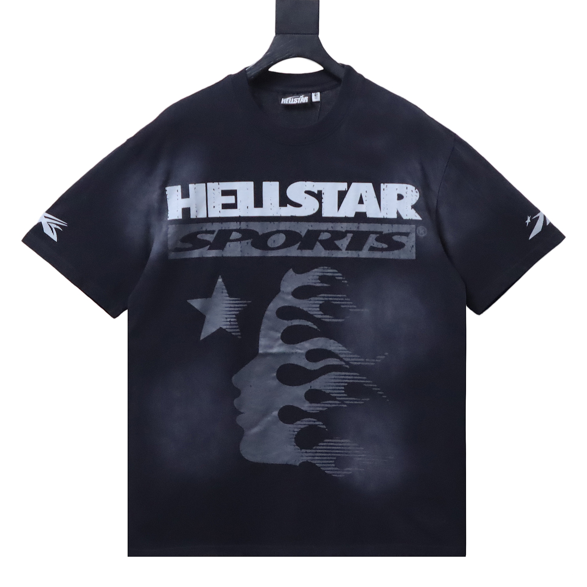 Hellstar Washed Flame Face Short Sleeve T-Shirt Style 1