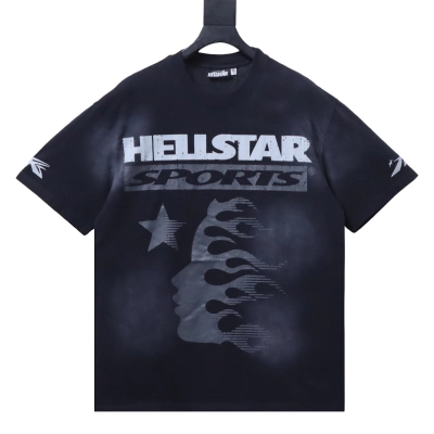 Hellstar Washed Flame Face Short Sleeve T-Shirt Style 1 01