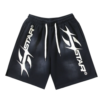 Hellstar Washed Ink Splatter Distressed Casual Shorts 02