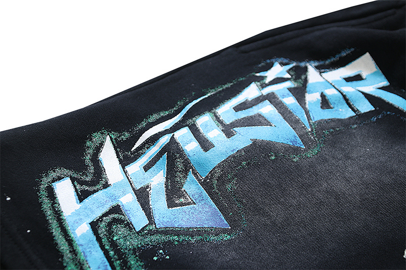 Hellstar Washed Ink Splatter Distressed Casual Shorts Style 2