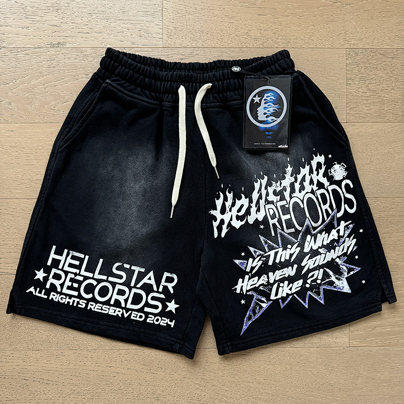 Hellstar Washed Ink Splatter Distressed Casual Shorts Style 3