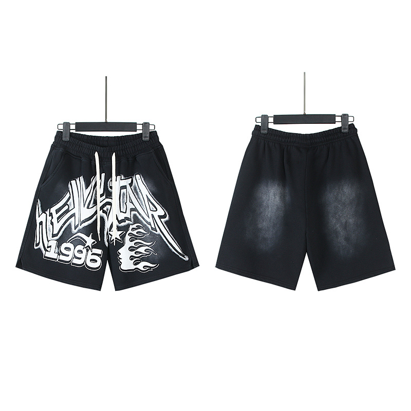 Hellstar Washed Ink Splatter Distressed Casual Shorts Style 4