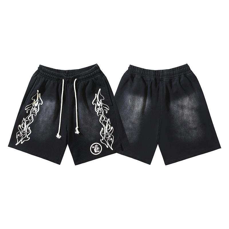 Hellstar Washed Ink Splatter Distressed Casual Shorts Style 5