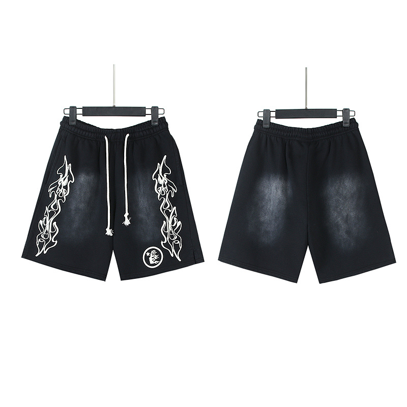 Hellstar Washed Ink Splatter Distressed Casual Shorts Style 5