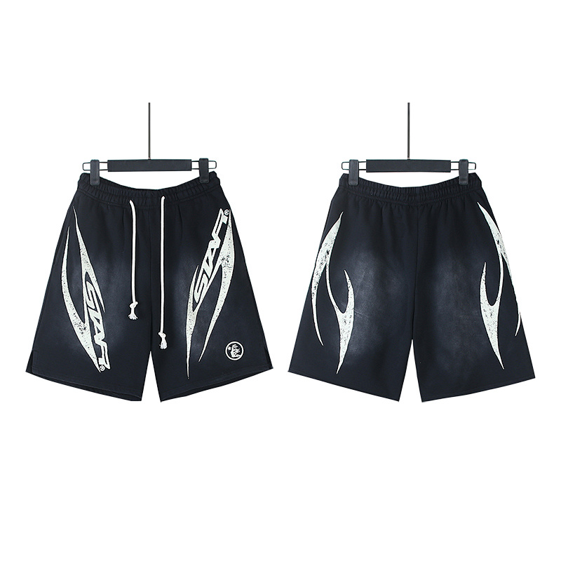 Hellstar Washed Ink Splatter Distressed Casual Shorts Style 6