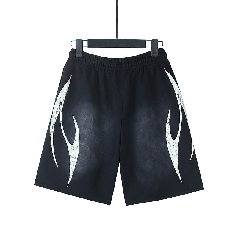 Hellstar Washed Ink Splatter Distressed Casual Shorts Style 6