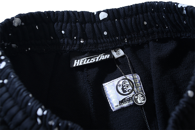 Hellstar Washed Ink Splatter Distressed Casual Shorts Style 7