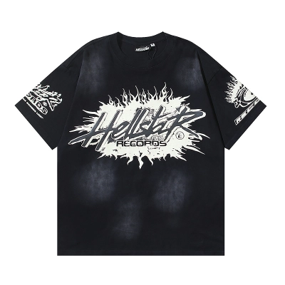 Hellstar Washed Print Short Sleeve T-Shirt Style 2 02