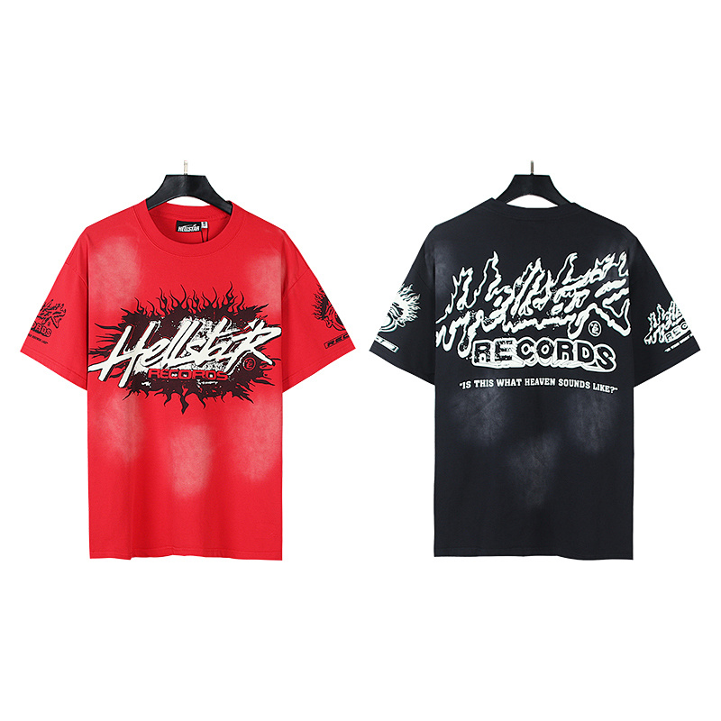 Hellstar Washed Print Short Sleeve T-Shirt Style 2