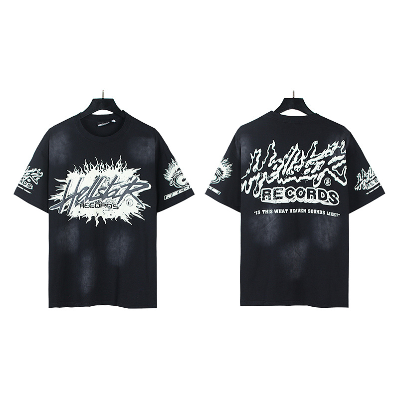 Hellstar Washed Print Short Sleeve T-Shirt Style 2
