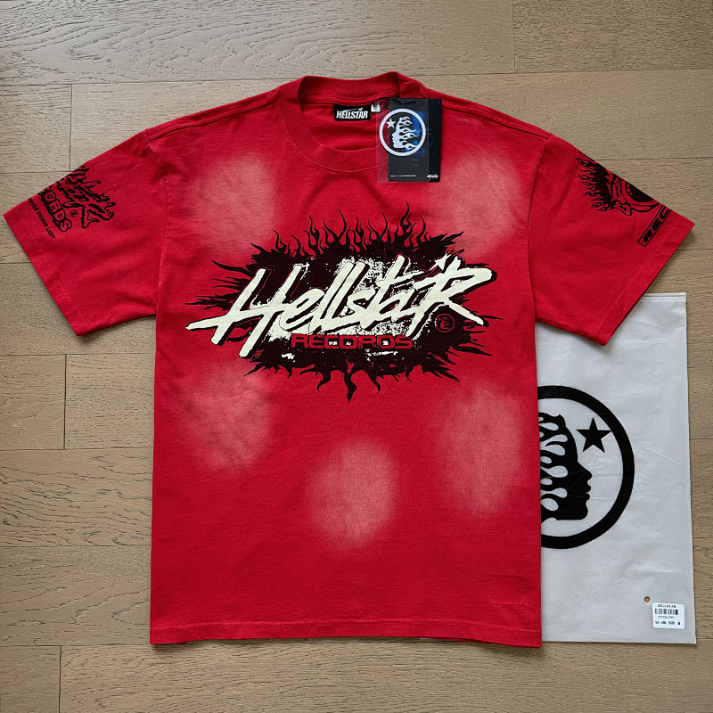 Hellstar Washed Print Short Sleeve T-Shirt Style 2