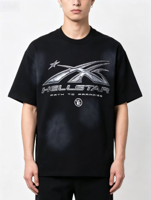 HellstarX Letter Print Short Sleeve T-Shirt Style 2