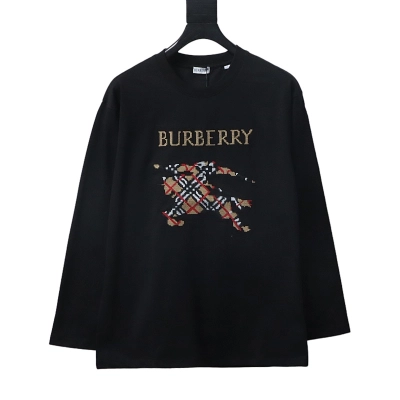 BURBERRY 25FW Check Equestrian Embroidery Long Sleeve T-Shirt Style 1 01