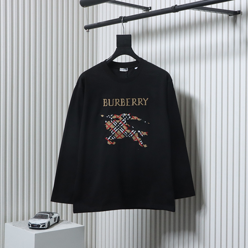 BURBERRY 25FW Check Equestrian Embroidery Long Sleeve T-Shirt Style 1