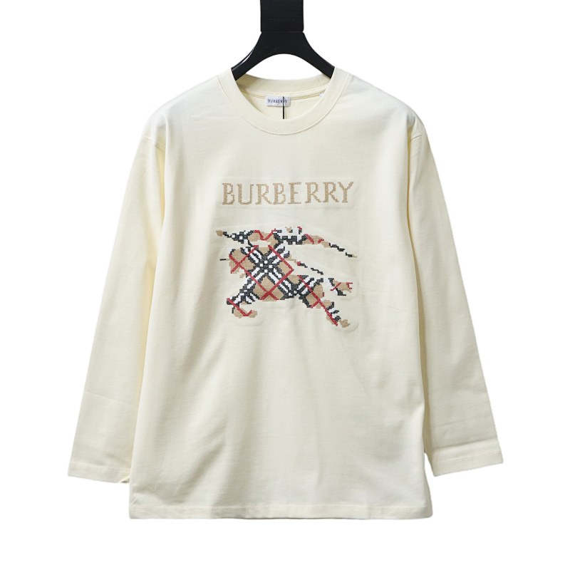 BURBERRY 25FW Check Equestrian Embroidery Long Sleeve T-Shirt Style 2