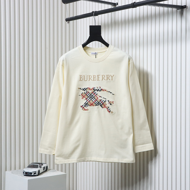 BURBERRY 25FW Check Equestrian Embroidery Long Sleeve T-Shirt Style 2
