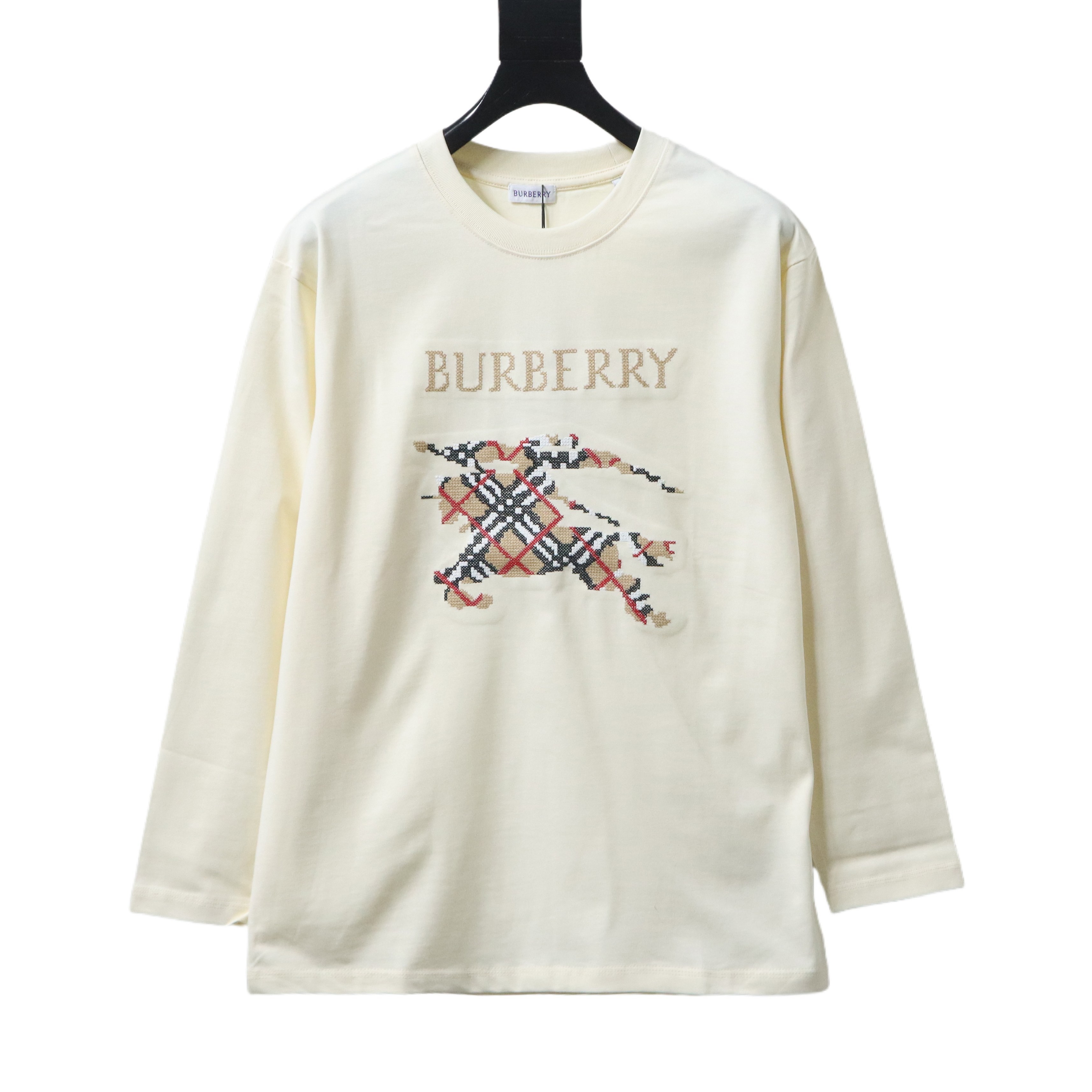 BURBERRY 25FW Check Equestrian Embroidery Long Sleeve T-Shirt Style 2