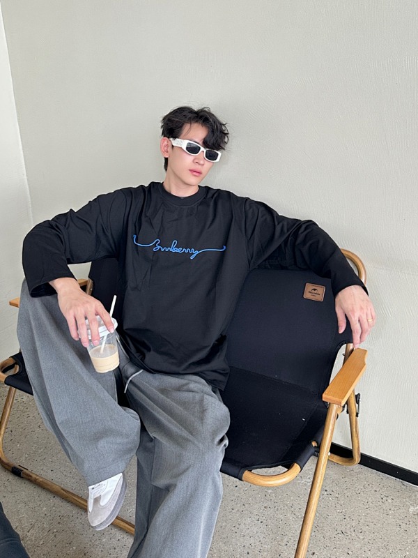 BURBERRY 25FW Embroidery Logo Long Sleeve T-Shirt Style 1