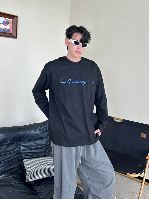 BURBERRY 25FW Embroidery Logo Long Sleeve T-Shirt Style 1