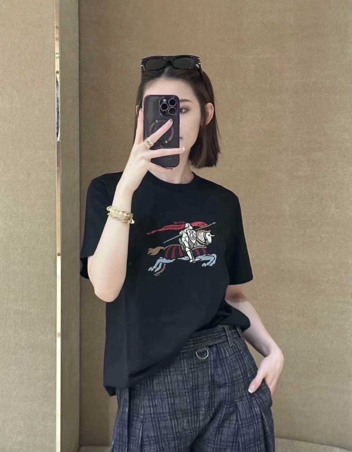 BURBERRY 25SS Equestrian Knight Embroidery Short Sleeve T-Shirt Style 2