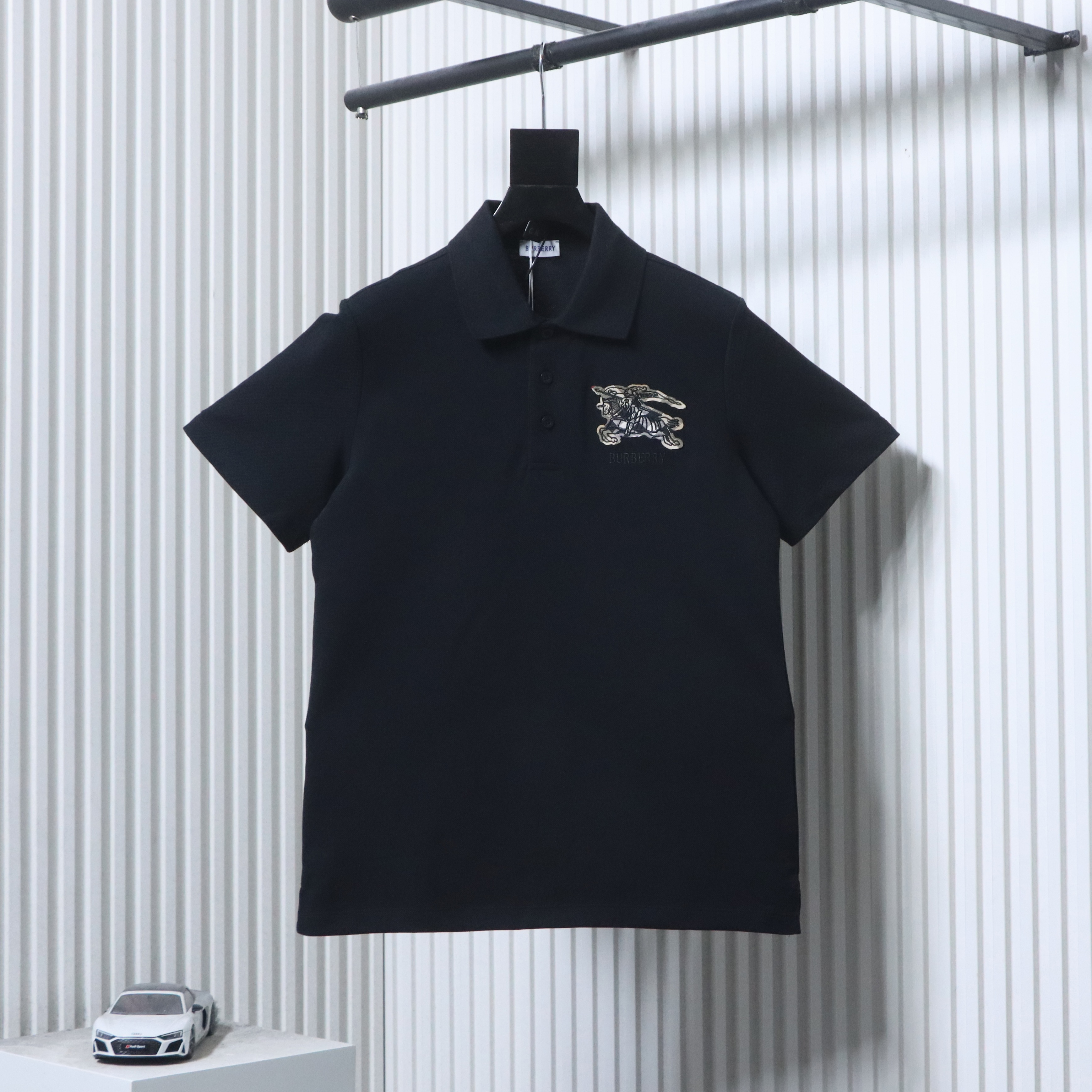 BURBERRY 26SS Check Equestrian Patch Check Equestrian Short Sleeve Polo Shirt Style 2