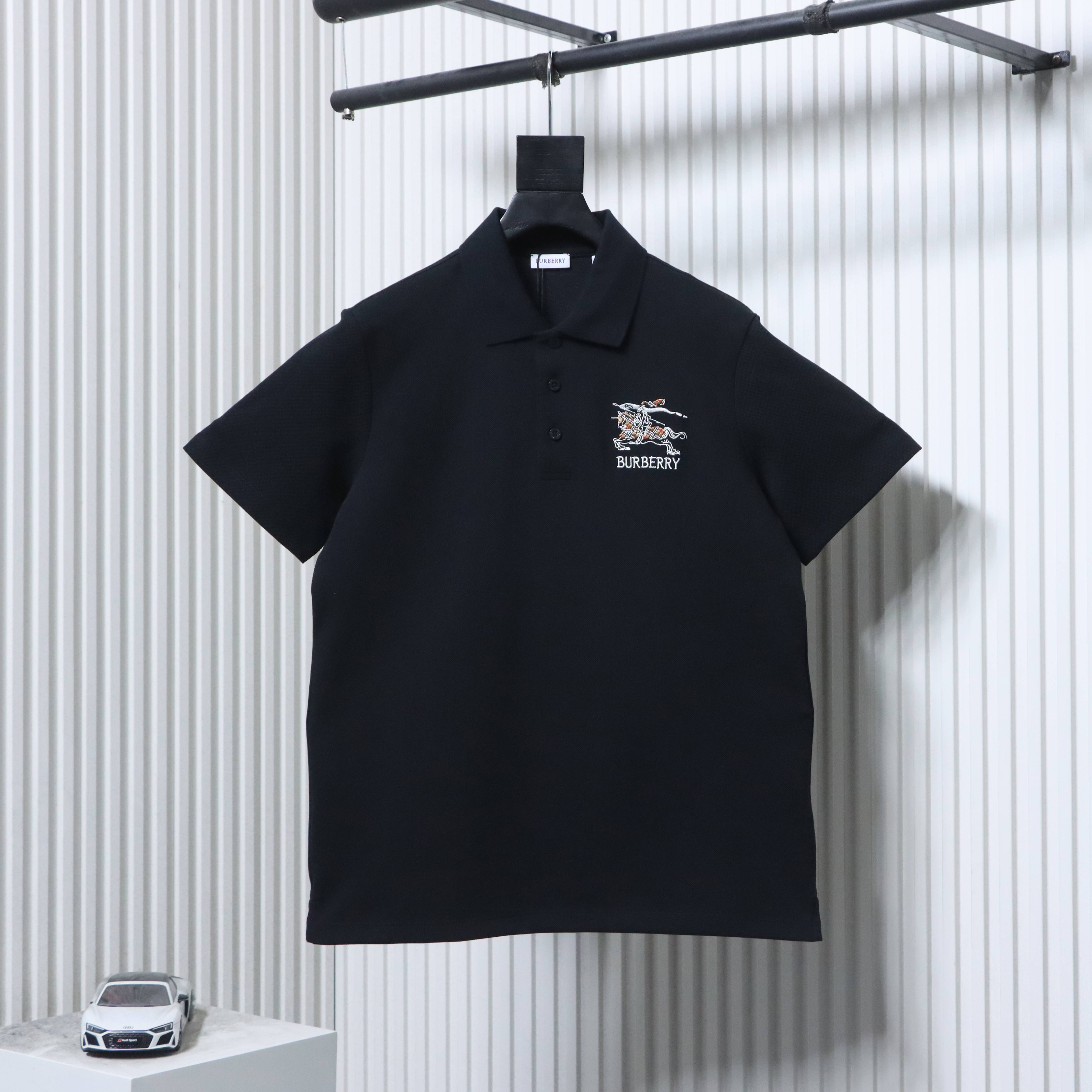 BURBERRY 26SS Equestrian Check Embroidery Short Sleeve Polo Shirt Style 1