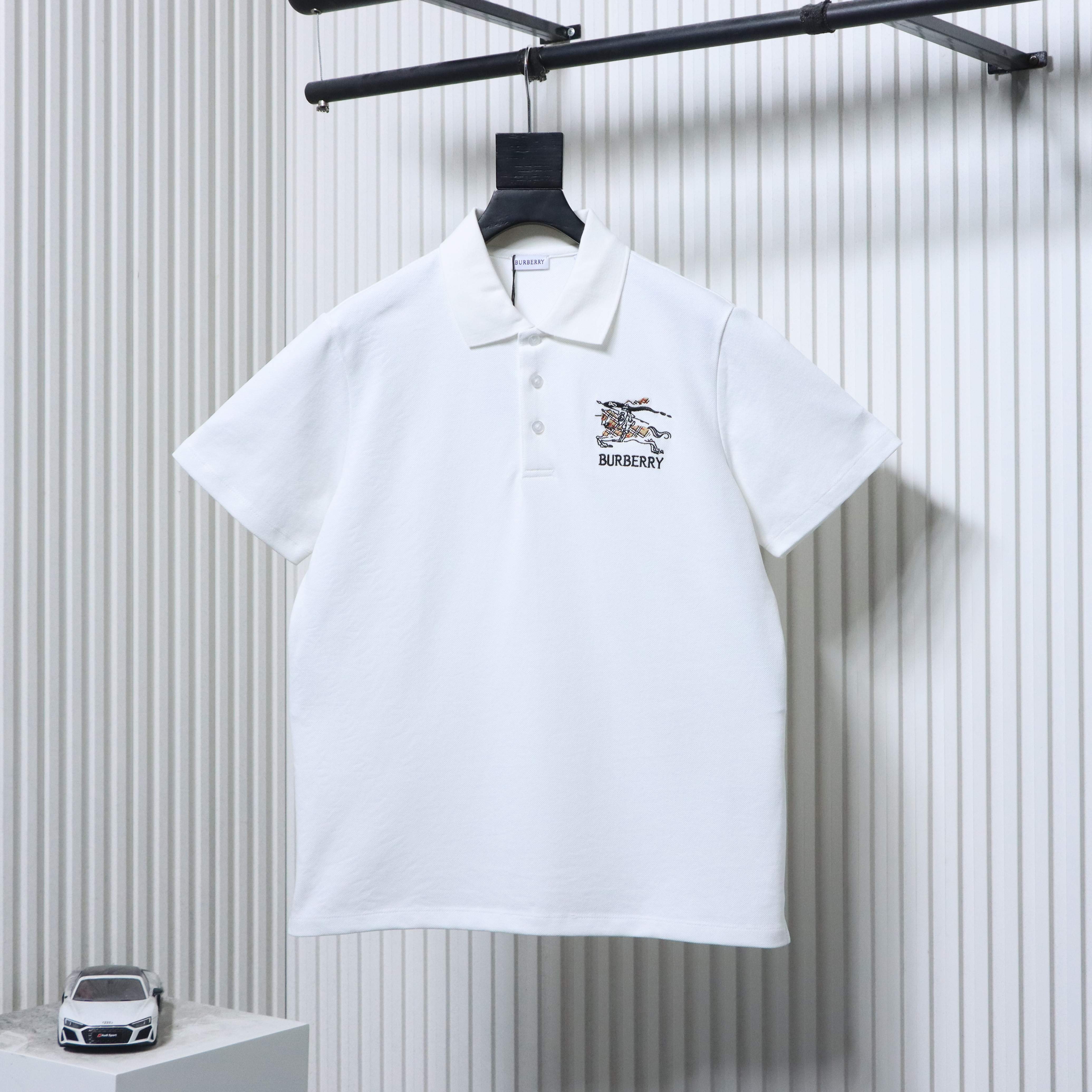 BURBERRY 26SS Equestrian Check Embroidery Short Sleeve Polo Shirt Style 2