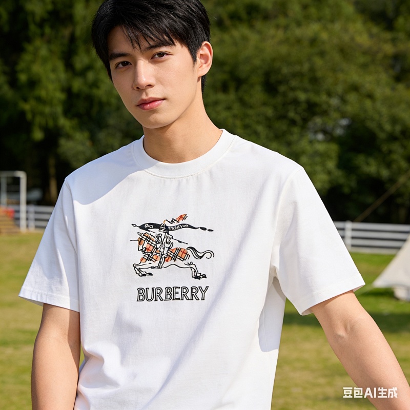BURBERRY 26SS Equestrian Check Embroidery Short Sleeve T-Shirt Style 1