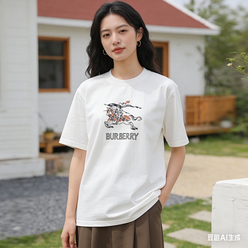 BURBERRY 26SS Equestrian Check Embroidery Short Sleeve T-Shirt Style 1