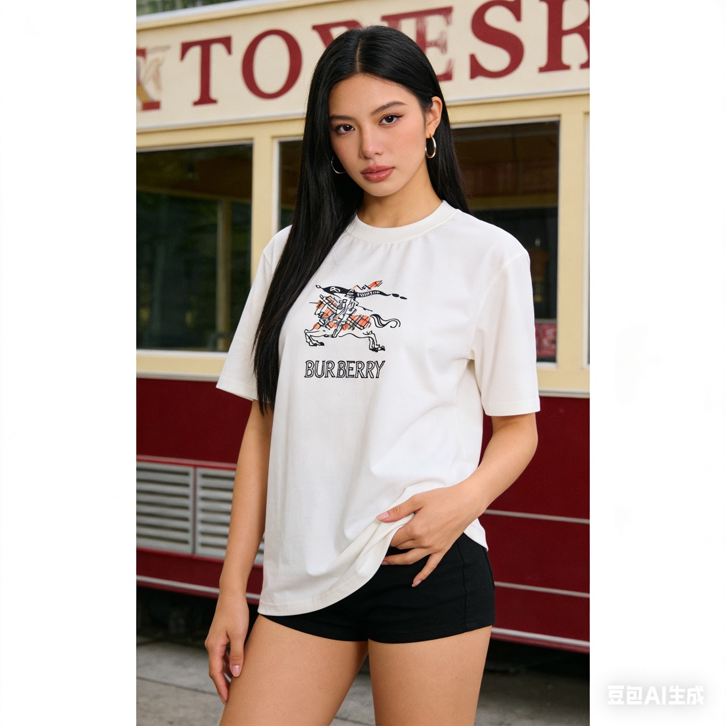 BURBERRY 26SS Equestrian Check Embroidery Short Sleeve T-Shirt Style 1