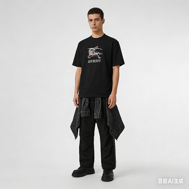 BURBERRY 26SS Equestrian Check Embroidery Short Sleeve T-Shirt Style 2
