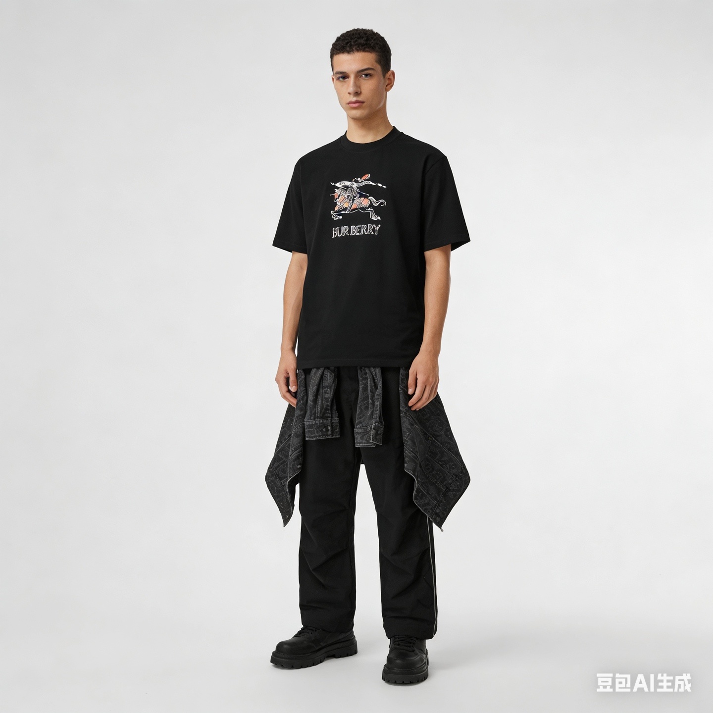 BURBERRY 26SS Equestrian Check Embroidery Short Sleeve T-Shirt Style 2