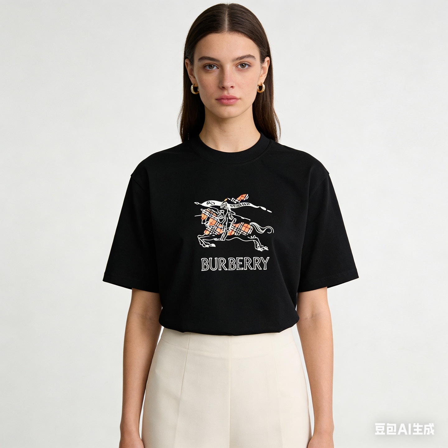 BURBERRY 26SS Equestrian Check Embroidery Short Sleeve T-Shirt Style 2