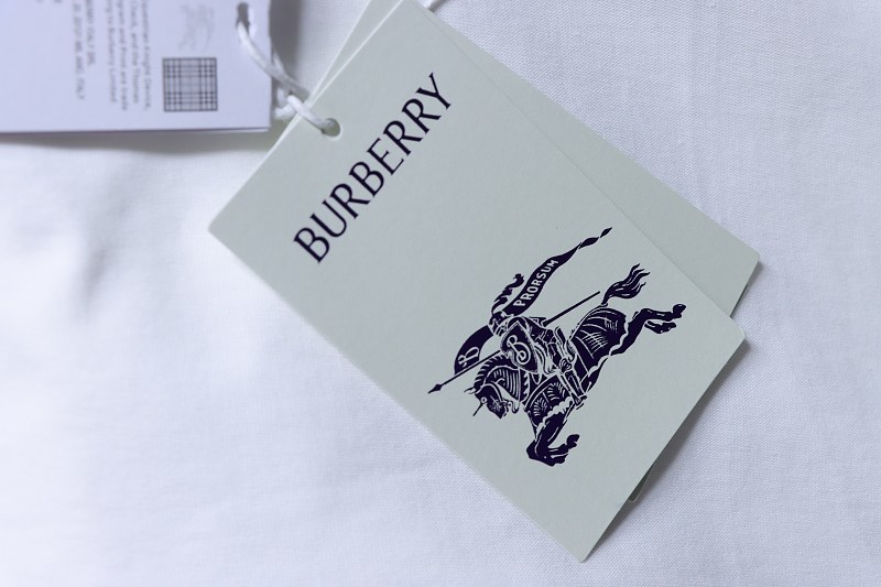 BURBERRY Blue Small Logo Equestrian Embroidery Small Logo Equestrian Embroidery Crew Neck Blue Short Sleeve T-Shirt Style 2