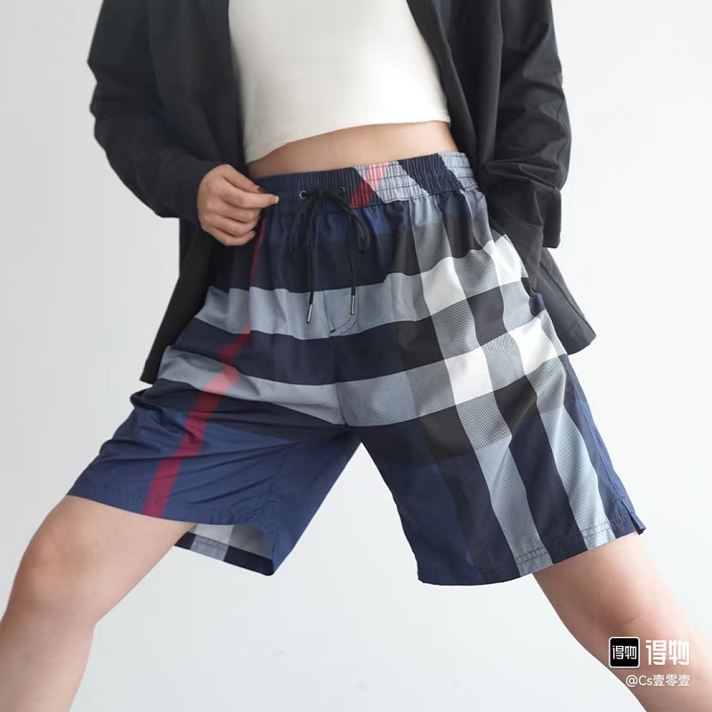 BURBERRY Check Drawstring Mesh Lining Beach Shorts Style 1